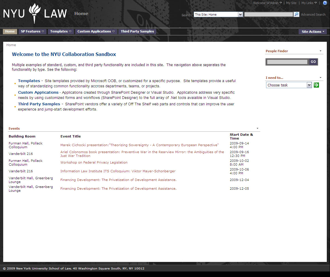 NYU Law SharePoint Design WSS 3.0